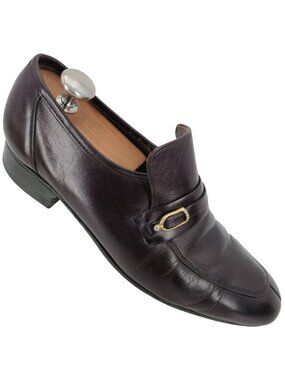 Vintage Melloflex Dacks Mens 9.5 Brown Leather Canada Dress Shoes Bit Loafers